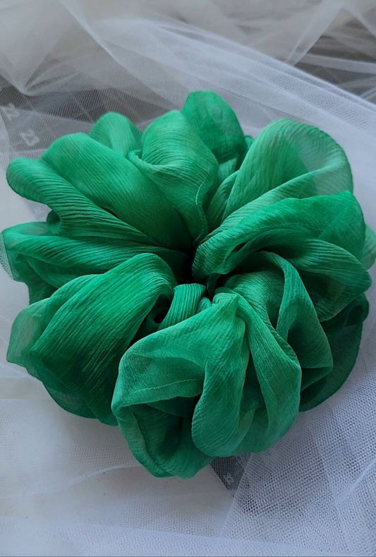 The Green Silk Scrunchie