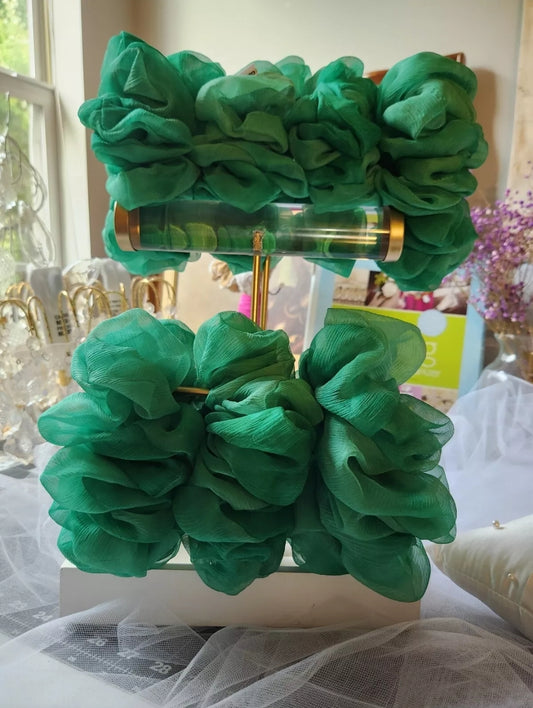 CE GREEN SILK SCRUNCHIE