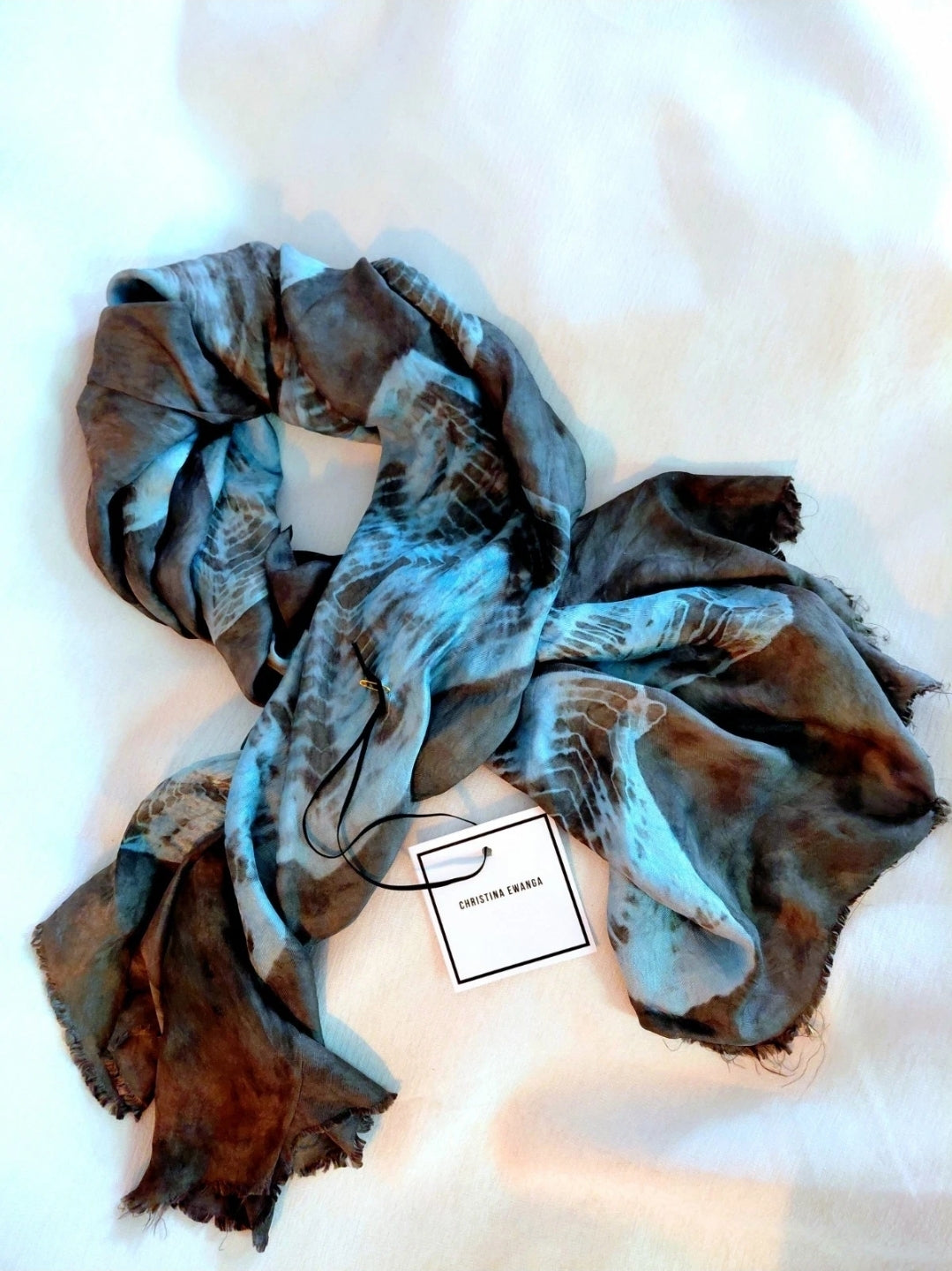 CHRISTINA EWANGA HANDYED CHARMEUSE SILK SCARF